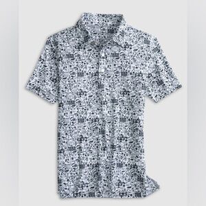 Johnnie-O Performance Jersey Polo Tailgater Print football nfl Super Bowl sz M